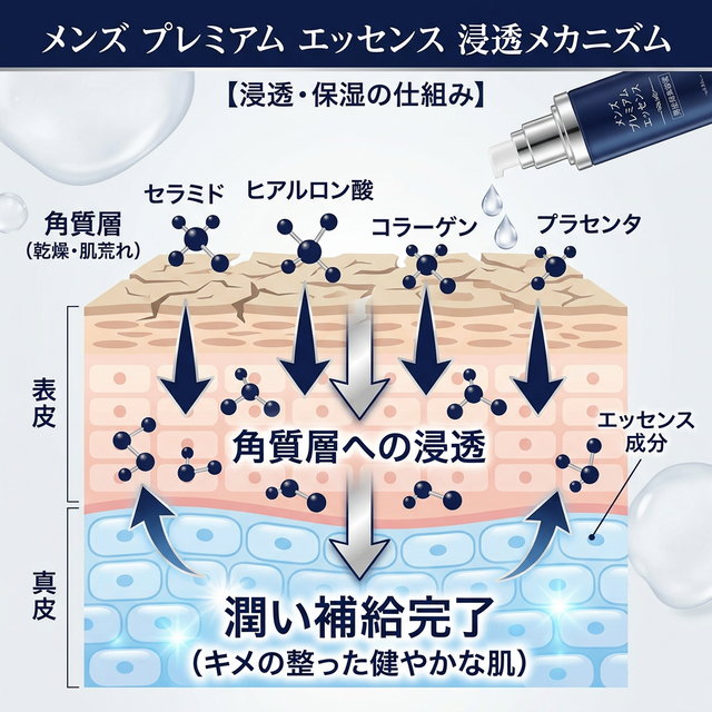 アクアモイスト プレミアムフェイスエッセンスの浸透メカニズム