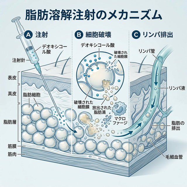 脂肪溶解注射による脂肪細胞破壊のメカニズム