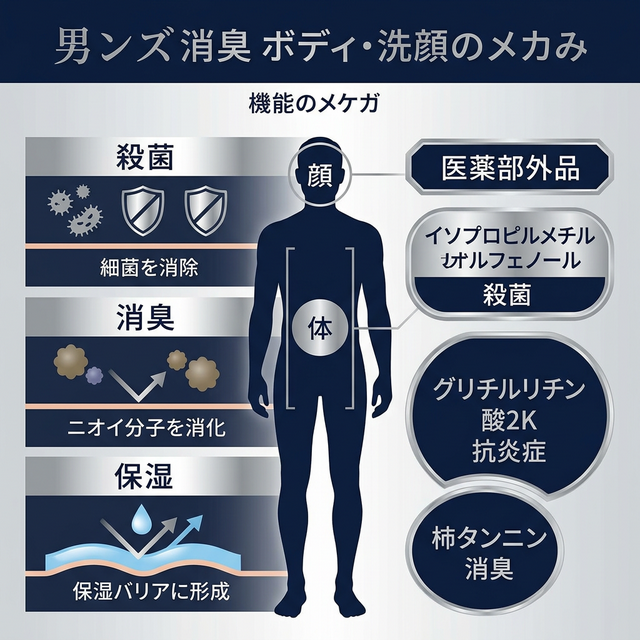 MONOVOデオドラントウォッシュの殺菌・消臭メカニズム