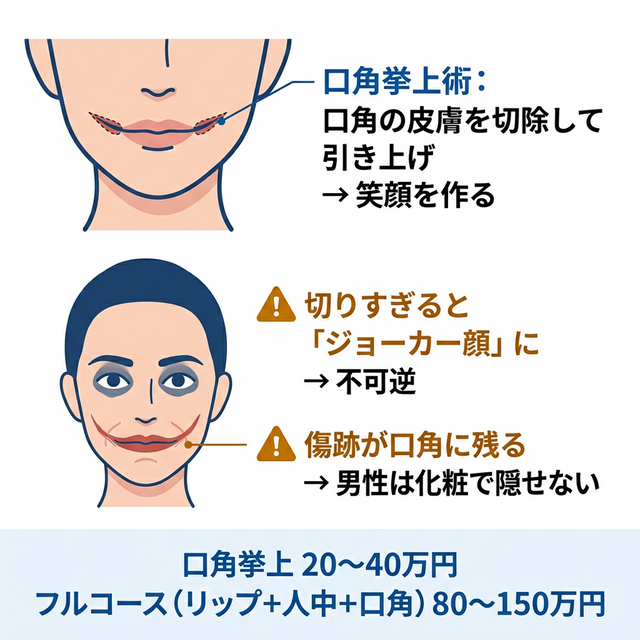 口角挙上術のジョーカー顔リスクとフルコース営業