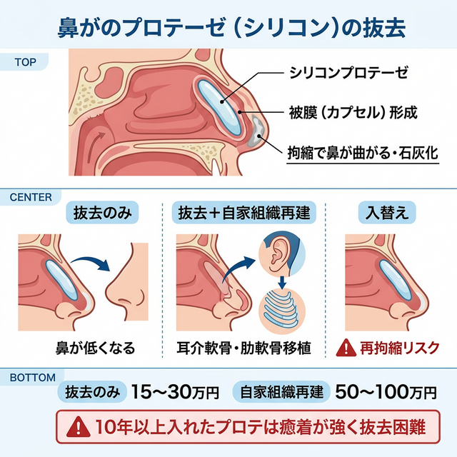 鼻プロテーゼの拘縮・石灰化と抜去後の選択肢