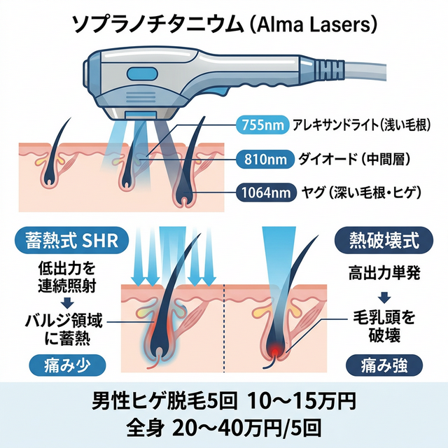 ソプラノチタニウムの3波長同時照射と蓄熱式メカニズム