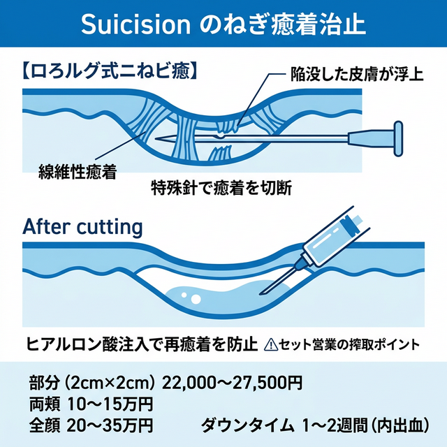 サブシジョンの癒着切断メカニズムとヒアルロン酸注入の構造