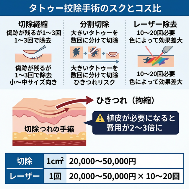 タトゥー除去の治療法とひきつれリスク