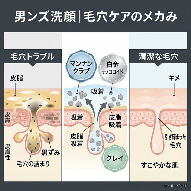 ZIGENフェイスウォッシュの毛穴クレンジングメカニズム